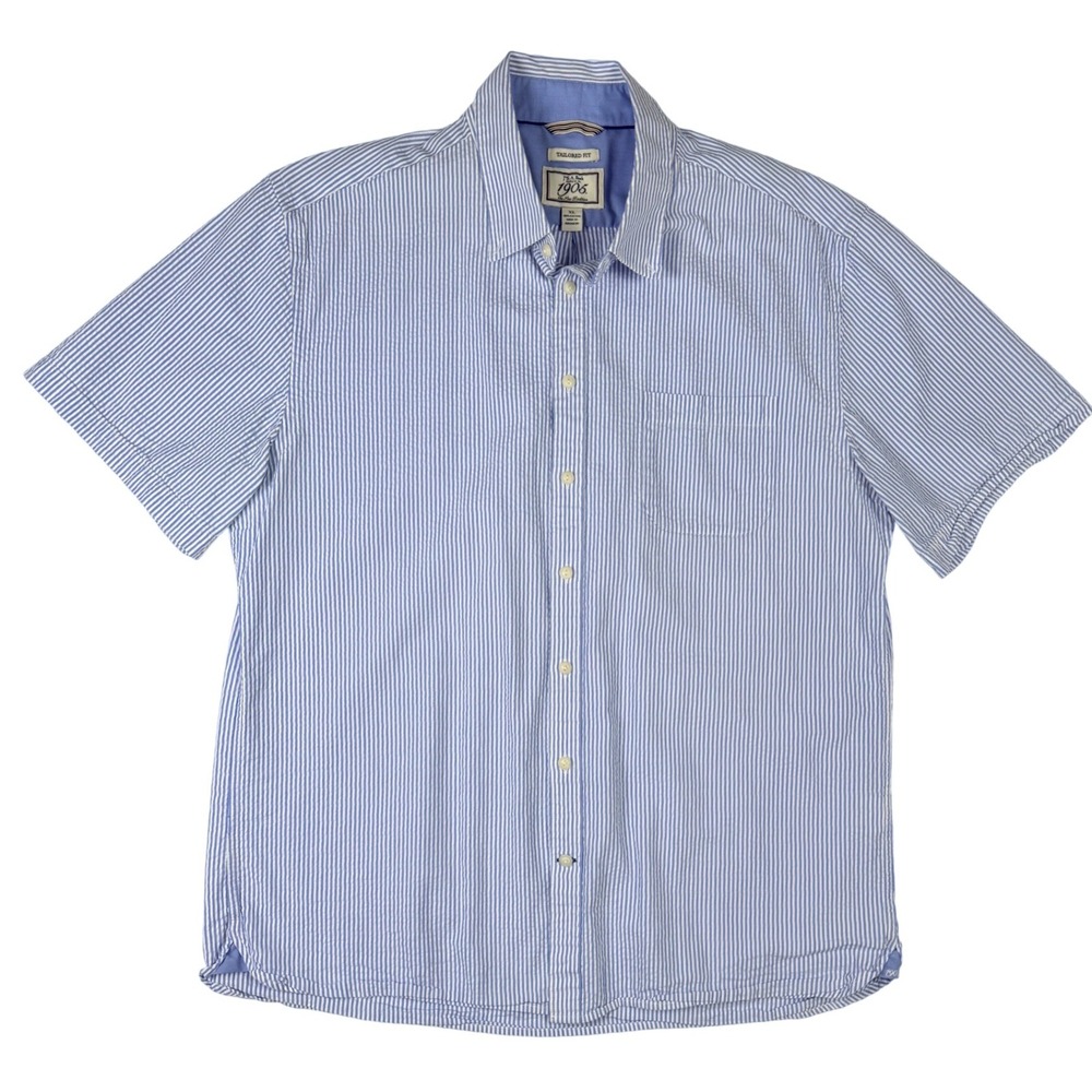 Jos. A. Bank Button Down Shirt Mens XL‎ Blue Excellent Seersucker Tailored Fit